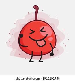 Vector Illustration of Hackberry Fruit Character with cute face, simple hands and leg line art on Isolated Background. Flat cartoon doodle style.