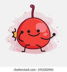 Vector Illustration of Hackberry Fruit Character with cute face, simple hands and leg line art on Isolated Background. Flat cartoon doodle style.