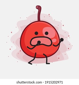 Vector Illustration of Hackberry Fruit Character with cute face, simple hands and leg line art on Isolated Background. Flat cartoon doodle style.