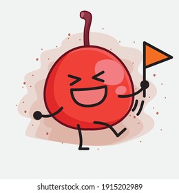 Vector Illustration of Hackberry Fruit Character with cute face, simple hands and leg line art on Isolated Background. Flat cartoon doodle style.