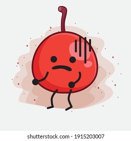 Vector Illustration of Hackberry Fruit Character with cute face, simple hands and leg line art on Isolated Background. Flat cartoon doodle style.