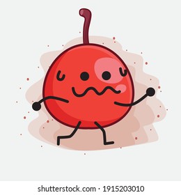 Vector Illustration of Hackberry Fruit Character with cute face, simple hands and leg line art on Isolated Background. Flat cartoon doodle style.