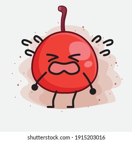 Vector Illustration of Hackberry Fruit Character with cute face, simple hands and leg line art on Isolated Background. Flat cartoon doodle style.