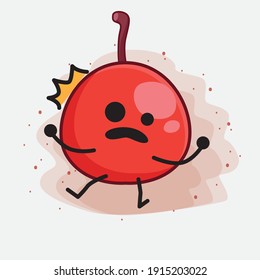 Vector Illustration of Hackberry Fruit Character with cute face, simple hands and leg line art on Isolated Background. Flat cartoon doodle style.