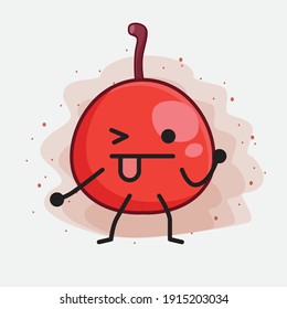 Ilustración vectorial de Hackberry Fruit Character con cara linda, manos simples y líneas de piernas en fondo aislado. Estilo de dibujo animado plano.