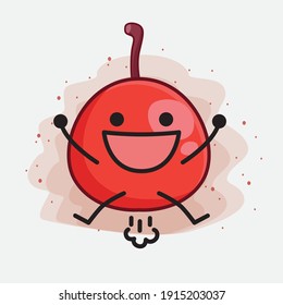 Vector Illustration of Hackberry Fruit Character with cute face, simple hands and leg line art on Isolated Background. Flat cartoon doodle style.