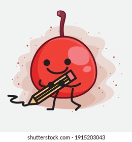 Vector Illustration of Hackberry Fruit Character with cute face, simple hands and leg line art on Isolated Background. Flat cartoon doodle style.