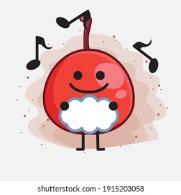 Vector Illustration of Hackberry Fruit Character with cute face, simple hands and leg line art on Isolated Background. Flat cartoon doodle style.
