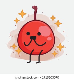 Ilustración vectorial de Hackberry Fruit Character con cara linda, manos simples y líneas de piernas en fondo aislado. Estilo de dibujo animado plano.