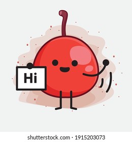 Ilustración vectorial de Hackberry Fruit Character con cara linda, manos simples y líneas de piernas en fondo aislado. Estilo de dibujo animado plano.