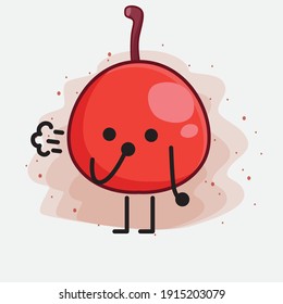 Vector Illustration of Hackberry Fruit Character with cute face, simple hands and leg line art on Isolated Background. Flat cartoon doodle style.