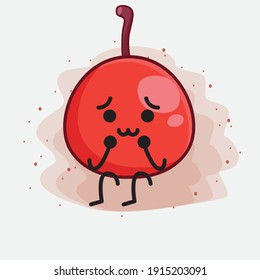 Vector Illustration of Hackberry Fruit Character with cute face, simple hands and leg line art on Isolated Background. Flat cartoon doodle style.