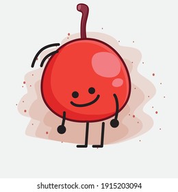 Vector Illustration of Hackberry Fruit Character with cute face, simple hands and leg line art on Isolated Background. Flat cartoon doodle style.