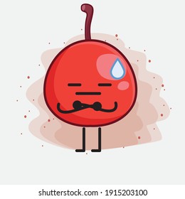 Vector Illustration of Hackberry Fruit Character with cute face, simple hands and leg line art on Isolated Background. Flat cartoon doodle style.