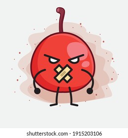 Vector Illustration of Hackberry Fruit Character with cute face, simple hands and leg line art on Isolated Background. Flat cartoon doodle style.