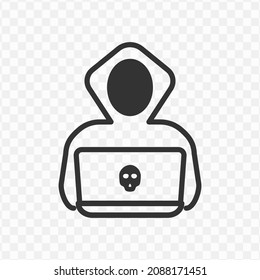 Vector illustration of hacker icon in dark color and transparent background(png).