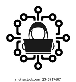 Vector illustration, hacker programmer icon.