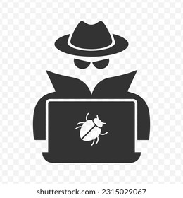 Icono vectorial de hackers en color oscuro y fondo transparente (PNG).