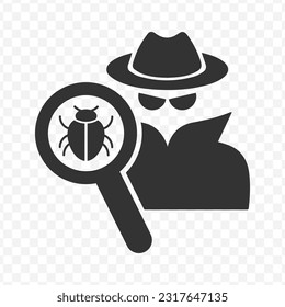 Vector illustration of hackers icon in dark color and transparent background(PNG).
