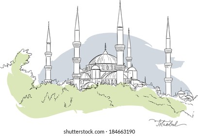 Vector illustration of Hagia Sofia in Istanbul, Turkey, isolated