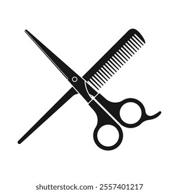 Vector illustration of hair cutting scissors and comb for barbershop