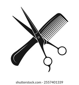 Vector illustration of hair cutting scissors and comb for barbershop