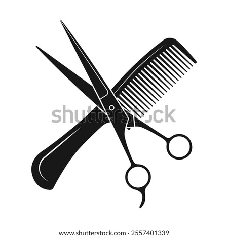 Vector illustration of hair cutting scissors and comb for barbershop