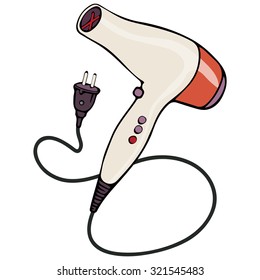 Vector illustration, hair dryer, cartoon concept, white background.