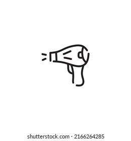 Vector illustration of hair dryer, icon design in outline style.