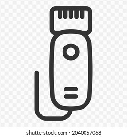 Vector illustration of hair shaving machine icon in dark color and transparent background(png).