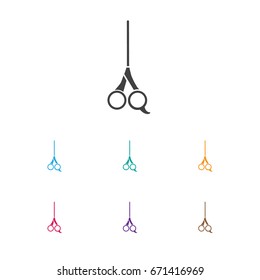 Vector Illustration Of Hairdresser Symbol On Sharp Icon. Premium Quality Isolated Cutting Tool Element In Trendy Flat Style.