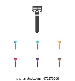 Vector Illustration Of Hairdresser Symbol On Shaving Icon. Premium Quality Isolated Razor Element In Trendy Flat Style.