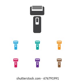 Vector Illustration Of Hairdresser Symbol On Electric Shaver Icon. Premium Quality Isolated Cutting Machine Element In Trendy Flat Style.