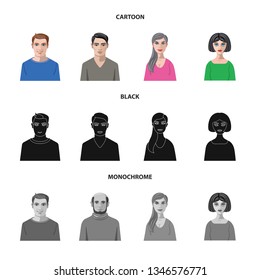 Vector illustration of hairstyle and profession  icon. Set of hairstyle and character  stock symbol for web.