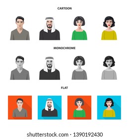 Vector illustration of hairstyle and profession  icon. Collection of hairstyle and character  stock symbol for web.