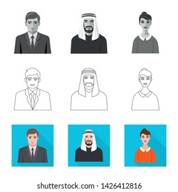 Vector illustration of hairstyle and profession icon. Collection of hairstyle and character stock vector illustration.