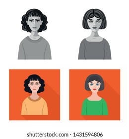 Vector illustration of hairstyle and profession icon. Collection of hairstyle and character vector icon for stock.