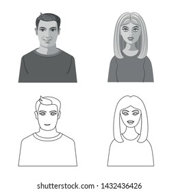 Vector illustration of hairstyle and profession icon. Collection of hairstyle and character stock vector illustration.