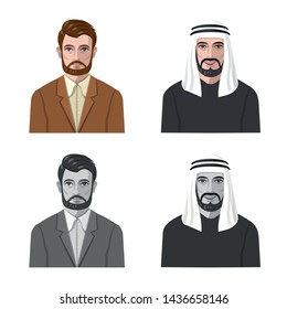 Vector illustration of hairstyle and profession icon. Set of hairstyle and character vector icon for stock.
