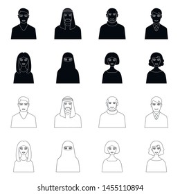 Vector illustration of hairstyle and profession icon. Set of hairstyle and character vector icon for stock.