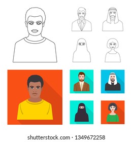 Vector illustration of hairstyle and profession  logo. Set of hairstyle and character  stock symbol for web.