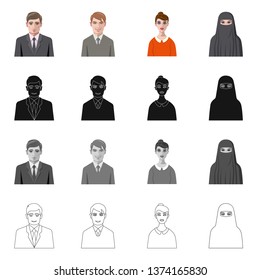 Vector illustration of hairstyle and profession  logo. Collection of hairstyle and character  vector icon for stock.