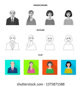 Vector illustration of hairstyle and profession  logo. Set of hairstyle and character  vector icon for stock.