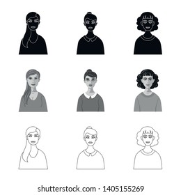 Vector illustration of hairstyle and profession  logo. Set of hairstyle and character  vector icon for stock.