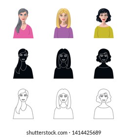 Vector illustration of hairstyle and profession  logo. Collection of hairstyle and character  stock symbol for web.