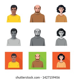 Vector illustration of hairstyle and profession logo. Set of hairstyle and character vector icon for stock.