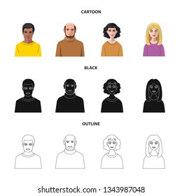 Vector illustration of hairstyle and profession  sign. Set of hairstyle and character  stock symbol for web.