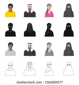 Vector illustration of hairstyle and profession  sign. Collection of hairstyle and character  vector icon for stock.