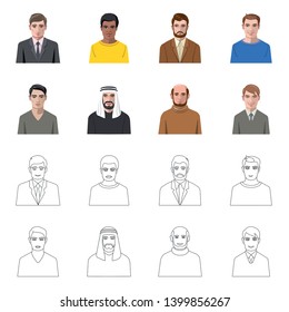 Vector illustration of hairstyle and profession  sign. Collection of hairstyle and character  stock symbol for web.