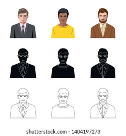 Vector illustration of hairstyle and profession  sign. Set of hairstyle and character  stock vector illustration.